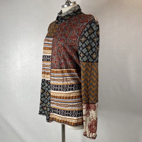 Sundance sz L Patchwork Turtleneck-ish Top - Picture 6 of 11